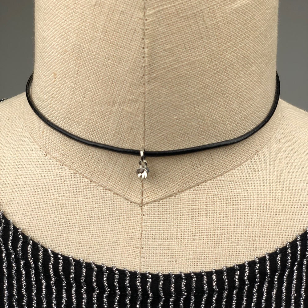 April "Diamond" Birthstone Leather Choker Necklace